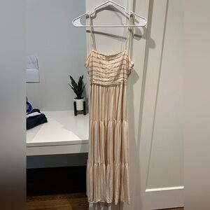 Mango Beige and Peach Striped Dress